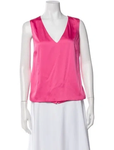 Pre-owned Donna Karan V-neck Sleeveless Top In Pink