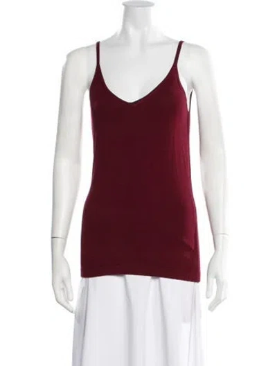Pre-owned Donna Karan V-neck Sleeveless Top In Red