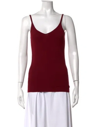 Pre-owned Donna Karan V-neck Sleeveless Top In Red