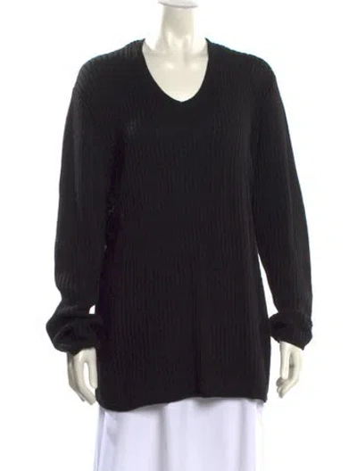 Pre-owned Donna Karan V-neck Sweater In Black