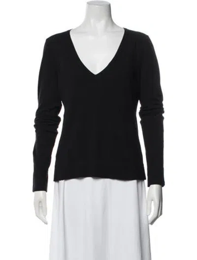 Pre-owned Donna Karan V-neck Sweater In Black