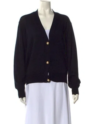 Pre-owned Donna Karan V-neck Sweater In Blue