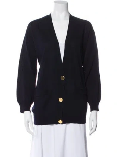 Pre-owned Donna Karan V-neck Sweater In Blue