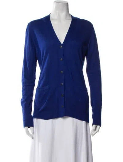 Pre-owned Donna Karan V-neck Sweater In Blue