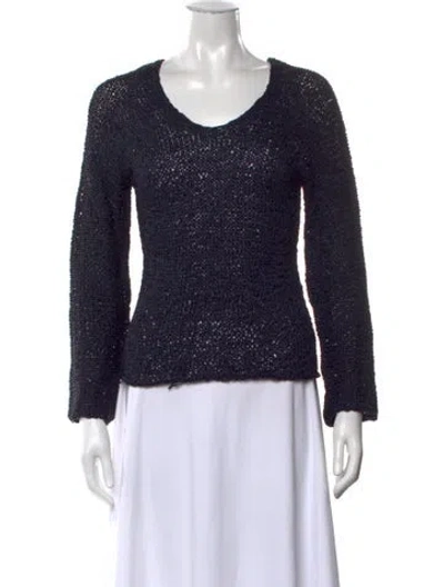 Pre-owned Donna Karan V-neck Sweater In Blue