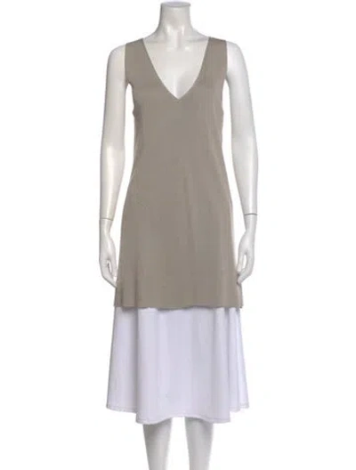 Pre-owned Donna Karan V-neck Sweater In Gray