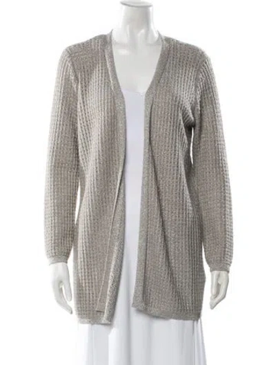 Pre-owned Donna Karan V-neck Sweater In Gray