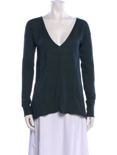 Pre-owned Donna Karan V-neck Sweater In Green