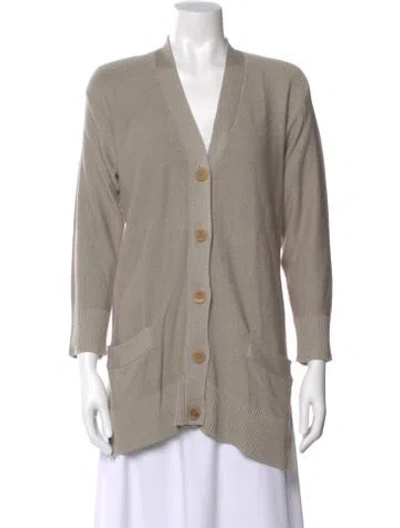 Pre-owned Donna Karan V-neck Sweater In Neutral