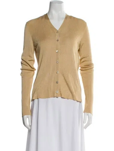 Pre-owned Donna Karan V-neck Sweater In Neutral