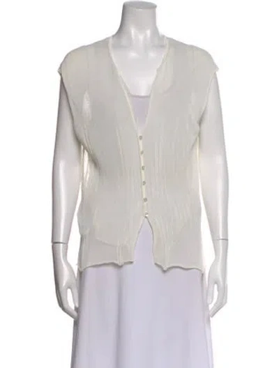 Pre-owned Donna Karan V-neck Sweater In Neutral