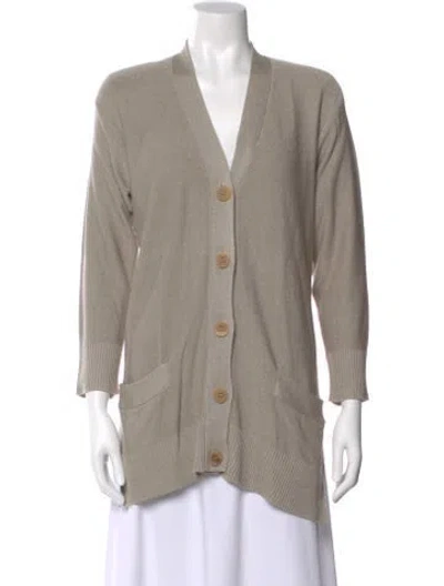 Pre-owned Donna Karan V-neck Sweater In Neutrals