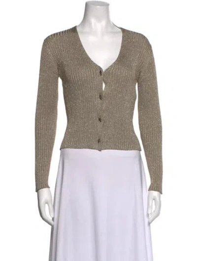 Pre-owned Donna Karan V-neck Sweater In Neutrals