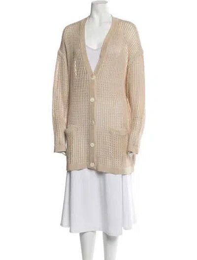 Pre-owned Donna Karan V-neck Sweater In Neutrals