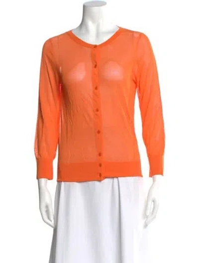 Pre-owned Donna Karan V-neck Sweater In Orange