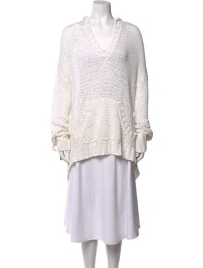 Pre-owned Donna Karan V-neck Sweater In White