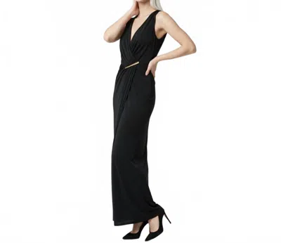 Donna Karan V-neck Wrap Maxi Dress In Black