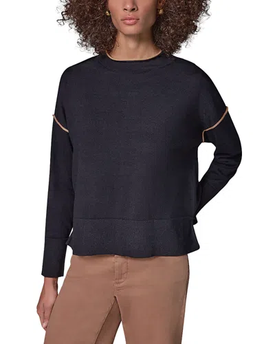 Donna Karan Weekend Cotton Contrast Trim Sweater In Animal Print
