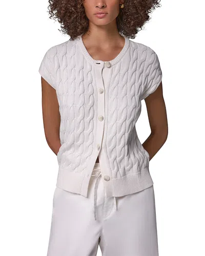 Donna Karan Weekend Donna Karan Crewneck Cable Knit Cardigan Sweater In White