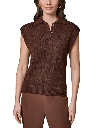 Donna Karan Weekend Donna Karan New York Sleeveless Polo Sweater In Brown