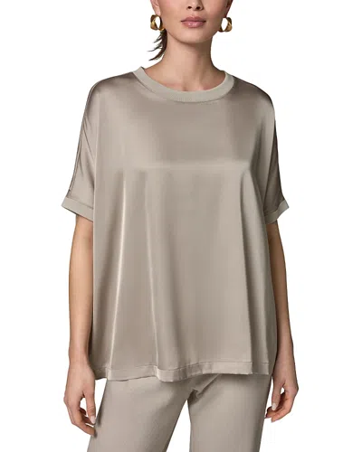 Donna Karan Weekend Donna Karan Short Dolman Sleeve Satin Top In Brown