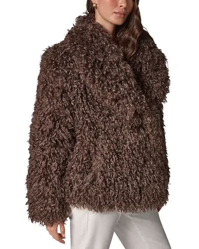 Donna Karan Weekend Faux Fur Shawl Collar Jacket In Brown