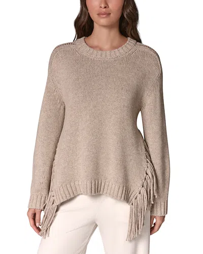 Donna Karan Weekend Fringe Trim Oversized Sweater In Neutral