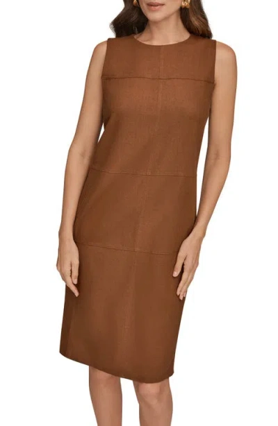 Donna Karan Weekend Linen Blend Shift Dress In Brown