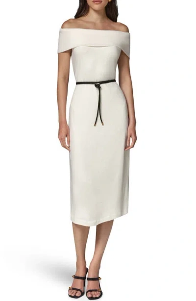 Donna Karan Weekend Off The Shoulder Knit Dress In Ivory
