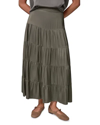 Donna Karan Weekend Satin Tiered Prairie Skirt In Gray
