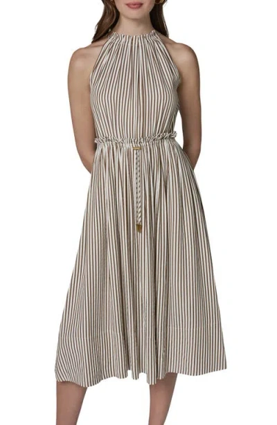 Donna Karan Weekend Sleeveless Stripe Midi Dress In Multi