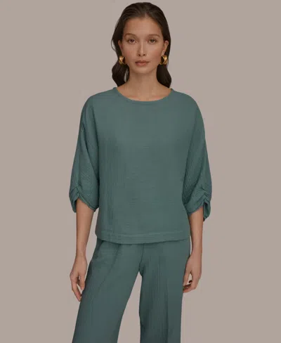 Donna Karan Weekend Women's Boat Neck Blouse In Green