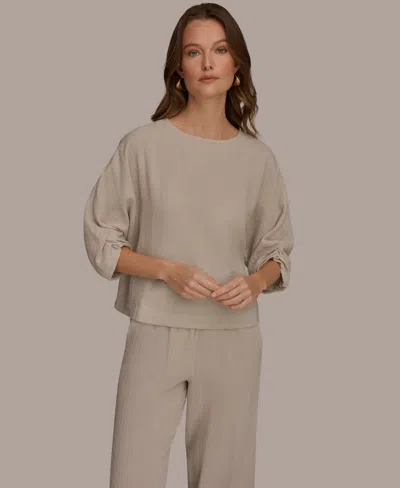 Donna Karan Weekend Women's Boat Neck Blouse In Gray