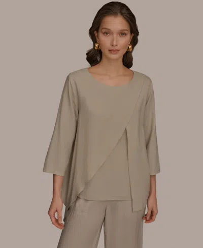 Donna Karan Weekend Women's Boat Neck Blouse In Gray