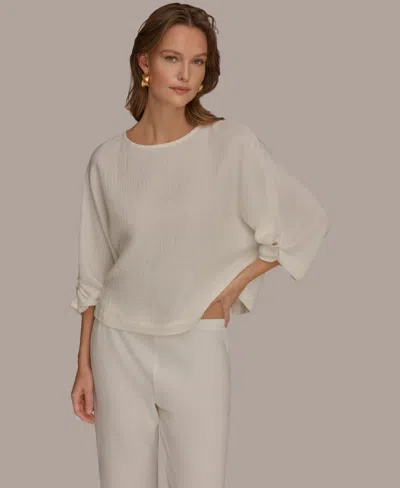 Donna Karan Weekend Women's Boat Neck Blouse In White