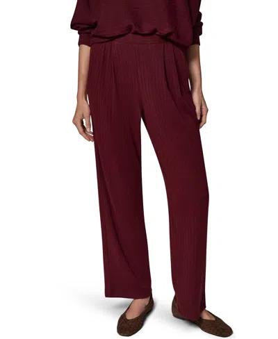 Donna Karan Weekend Women's Brushed-rib High-waist Wide-leg Pants In Burgundy