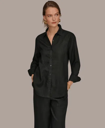 Donna Karan Weekend Women's Button-down Shirt In Black