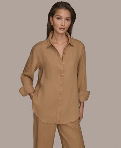 Donna Karan Weekend Women's Button-down Shirt In Brown