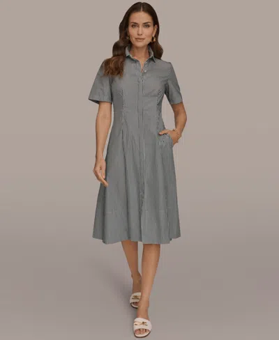 Donna Karan Weekend Women's Collared Button-front Dress In Gray