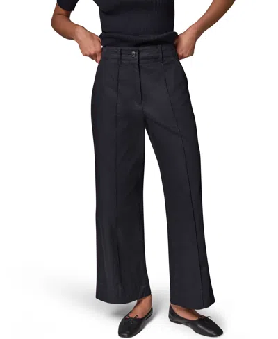 Donna Karan Weekend Women's Cotton Twill Wide-leg Mid-rise Pants, In Black