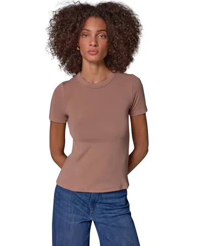 Donna Karan Weekend Women's Cotton-modal Blend Crewneck Fitted T-shirt In Brown