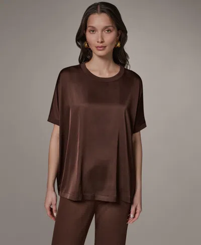 Donna Karan Weekend Women's Crewneck Boxy Blouse In Brown