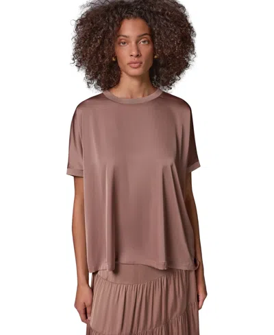 Donna Karan Weekend Women's Crewneck Boxy Blouse In Animal Print