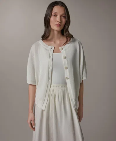 Donna Karan Weekend Women's Crewneck Cardigan In White