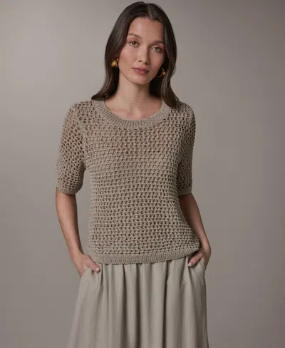 Donna Karan Weekend Women's Crewneck Short-sleeve Sweater In Sandstone