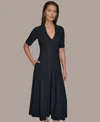 Donna Karan Weekend Women's Elbow-sleeve Polo Dress In Black