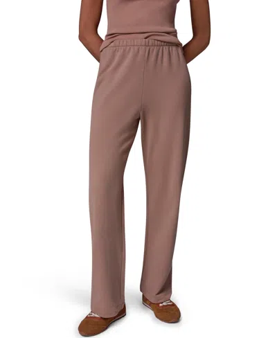 Donna Karan Weekend Women's French Terry Wide-leg Mid-rise Pants In Brown