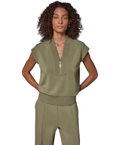 Donna Karan Weekend Women's Half-zip V-neck Top In Green