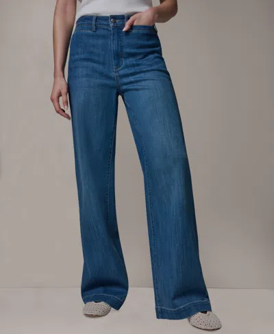 Donna Karan Weekend Women's High-rise Wide Leg Trousers In Blue