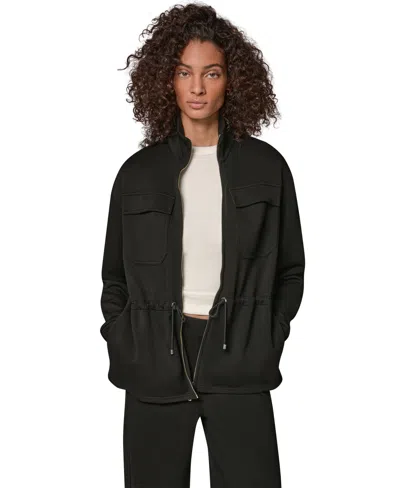 Donna Karan Weekend Women's Jet Setter Utility Lightweight Mock Neck Jacket In Animal Print